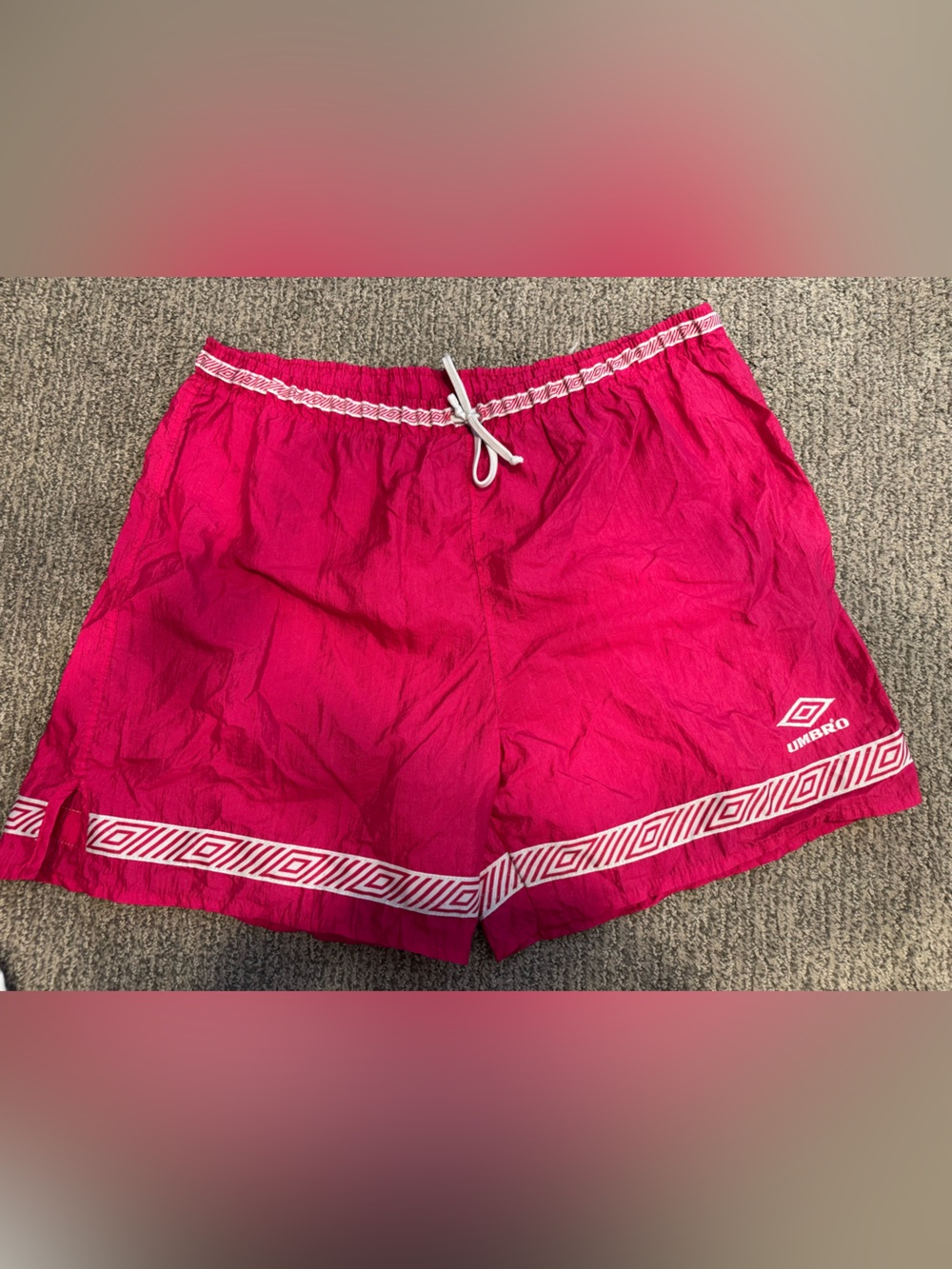 Umbro Women's Hot Pink Athletic Shorts with White Trim